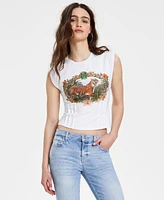 Guess Women's Sleeveless Tiger-Graphic Corset T-Shirt