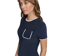 Tommy Hilfiger Women's Contrast-Trim Short-Sleeve Top