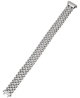 Diamond Pave Clasp Wide Link Bracelet (1/4 ct. t.w.) in Sterling Silver