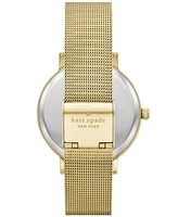 kate spade new york Women's Monterey Three-Hand Gold-Tone Stainless Steel Mesh Watch 38mm, KSW9056 - Gold