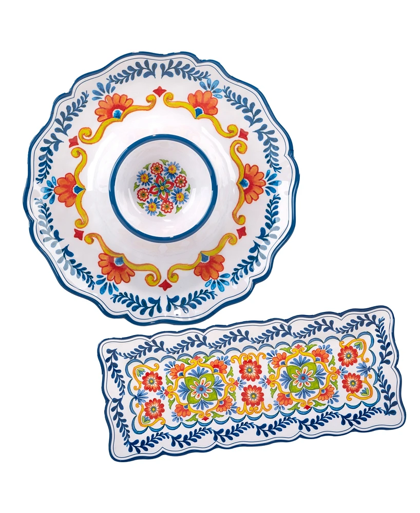 Certified International Flores 2 Pc Appetizer Set, Service For 2