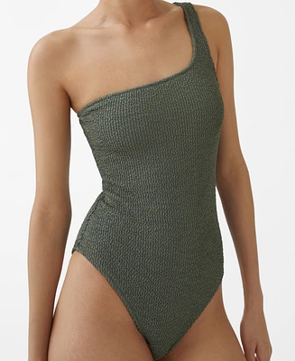 Mango Women's Asymmetrical Textured Swimsuit