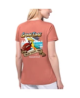 Women's Margaritaville Coral San Francisco 49ers Game Time V-Neck T-shirt