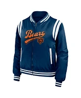 Women's Wear by Erin Andrews Navy Chicago Bears Bomber Full-Snap Jacket