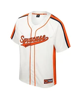 Men's Colosseum Cream Distressed Syracuse Orange Ruth Button-Up Baseball Jersey