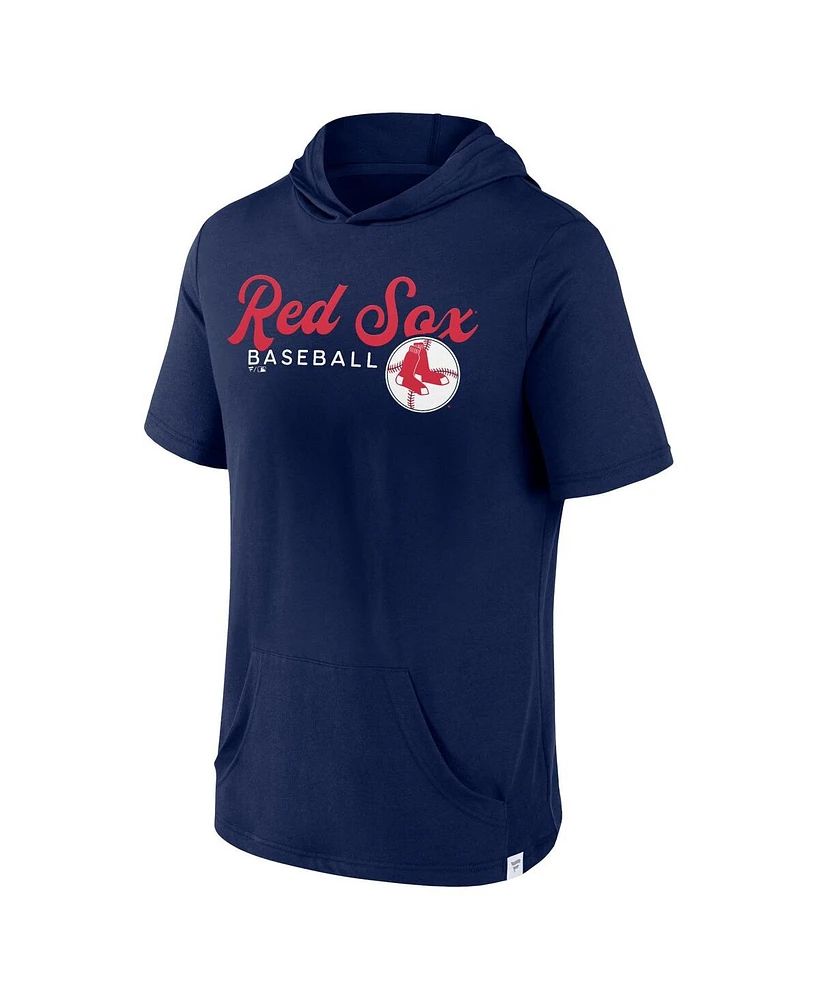 Men's Fanatics Navy Boston Red Sox Offensive Strategy Short Sleeve Pullover Hoodie