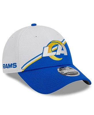Men's New Era White, Royal Los Angeles Rams 2023 Sideline 9FORTY Adjustable Hat