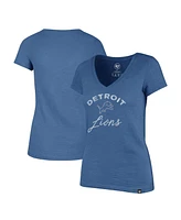 Women's '47 Brand Blue Distressed Detroit Lions Avery Scrum V-Neck T-Shirt