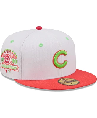 Men's New Era White, Coral Chicago Cubs 1990 Mlb All-Star Game Strawberry Lolli 59FIFTY Fitted Hat