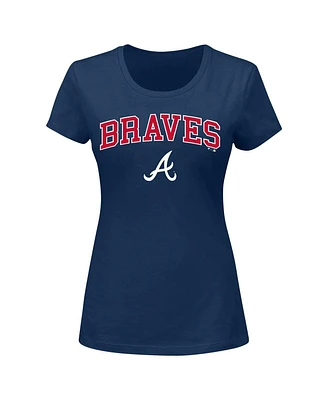Women's Profile Navy Atlanta Braves Plus Arch Logo T-shirt