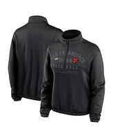 Women's Nike Black San Francisco Giants Rewind Splice Half-Zip Semi-Cropped Bubble Hem Sweatshirt