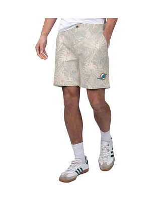 Men's Margaritaville Gray Miami Dolphins Sandwashed Monstera Print Amphib Shorts