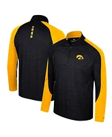 Men's Colosseum Black Iowa Hawkeyes Langmore Raglan Quarter-Zip Top