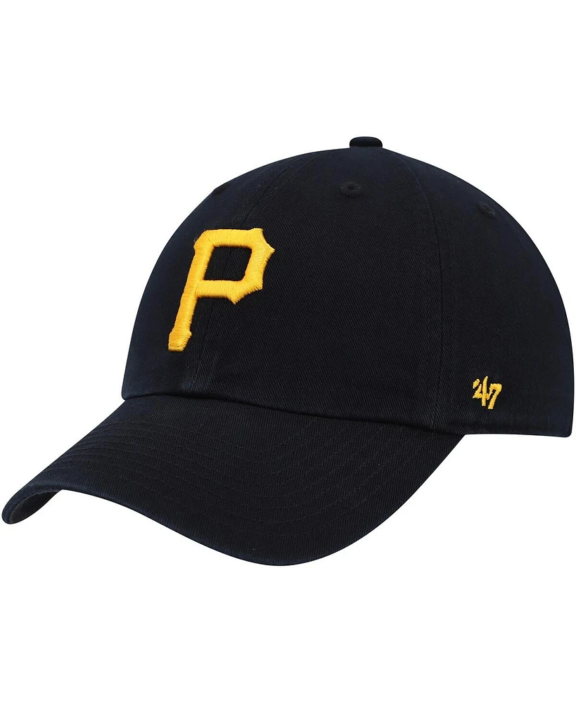 Men's '47 Brand Black Pittsburgh Pirates Clean Up Adjustable Hat