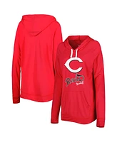 Women's Touch Red Distressed Cincinnati Reds Pre-Game Raglan Pullover Hoodie