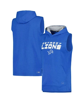 Men's Msx by Michael Strahan Blue Detroit Lions Captain Tri-Blend Sleeveless Hoodie T-shirt