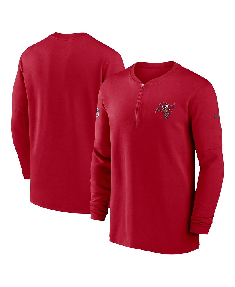 Men's Nike Red Tampa Bay Buccaneers 2023 Sideline Performance Long Sleeve Tri-Blend Quarter-Zip Top