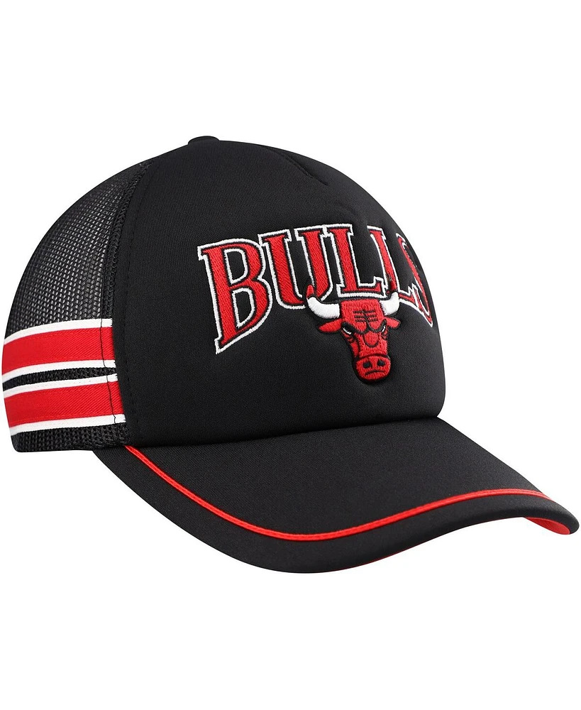 Men's '47 Brand Black Chicago Bulls Sidebrand Stripes Trucker Adjustable Hat