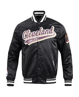 Men's Pro Standard Black Cleveland Cavaliers Script Tail Full-Snap Satin Varsity Jacket