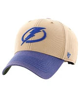 Men's '47 Brand Khaki, Blue Distressed Tampa Bay Lightning Dusted Sedgwick Mvp Adjustable Hat