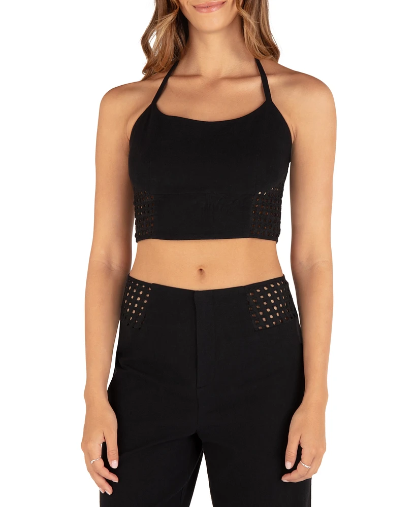 Hurley Juniors' Crochet Panel Cropped Halter Top