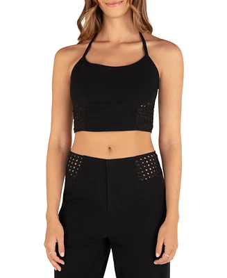 Hurley Juniors' Crochet Panel Cropped Halter Top