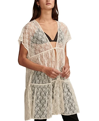 Lucky Brand Women's Festival Lace Tiered Duster