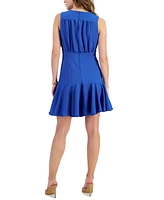 Taylor Women's Sleeveless V-Neck Shirred Sheath Dress