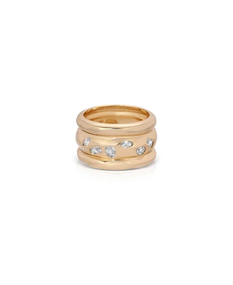 Ettika Bezel Crystal Thick 18k Gold Plated Ring