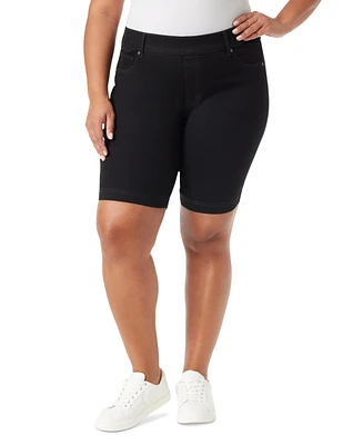 Gloria Vanderbilt Plus Shape Effect Pull-On Denim Bermuda Shorts