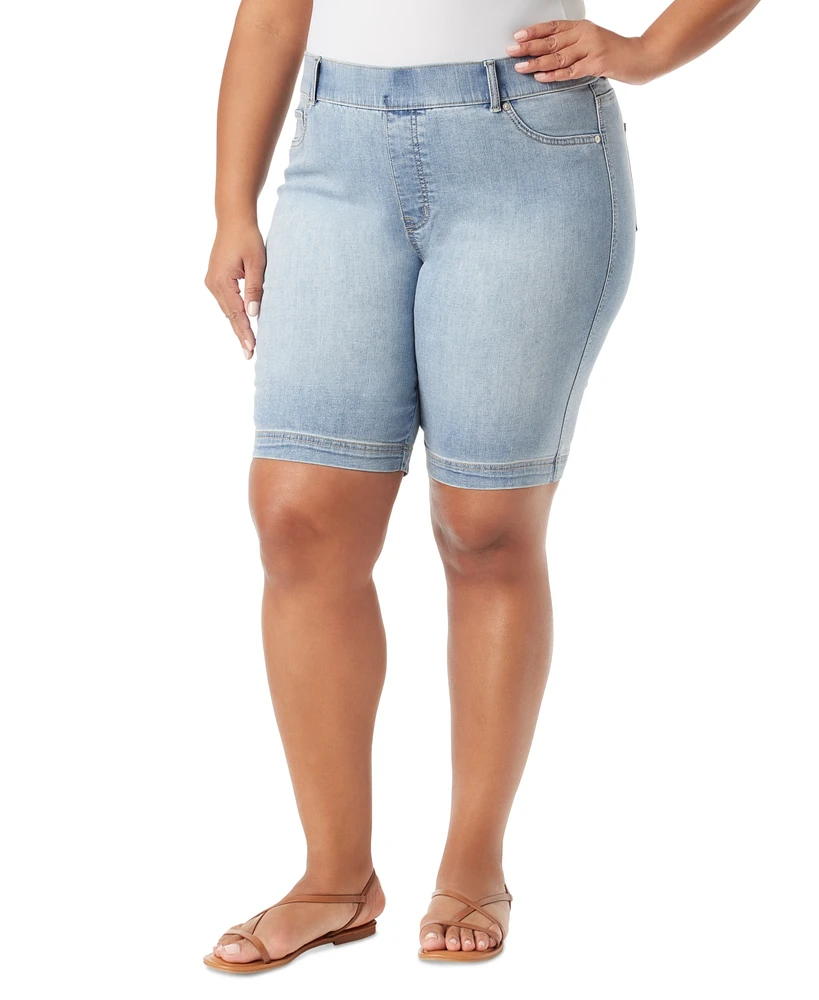 Gloria Vanderbilt Plus Shape Effect Pull-On Denim Bermuda Shorts