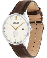 Movado Men's Silhouette Swiss Quartz Chocolate Brown Leather Watch 40mm