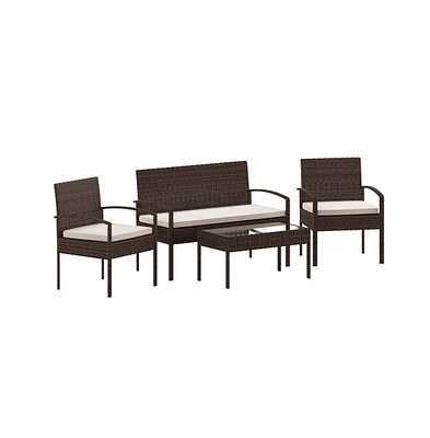 4 Piece Patio Set With Steel Frame And Cushions - Outdoor Seating