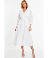 Quiz Women's Broderie Button Down Midi Dress