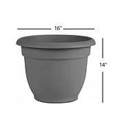 Bloem AP16908 Ariana Planter with Self-Watering Disk, Charcoal - 16 inches