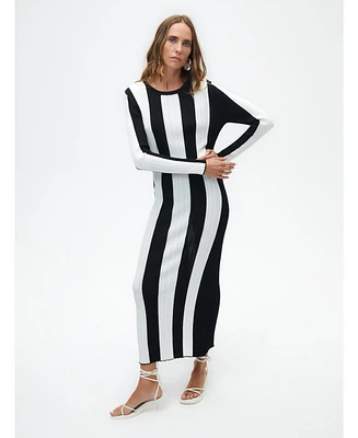 Women's Striped Long Dress - Multi