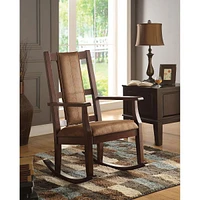 Simplie Fun But A Rocking Chair In Brown Fabric & Espresso