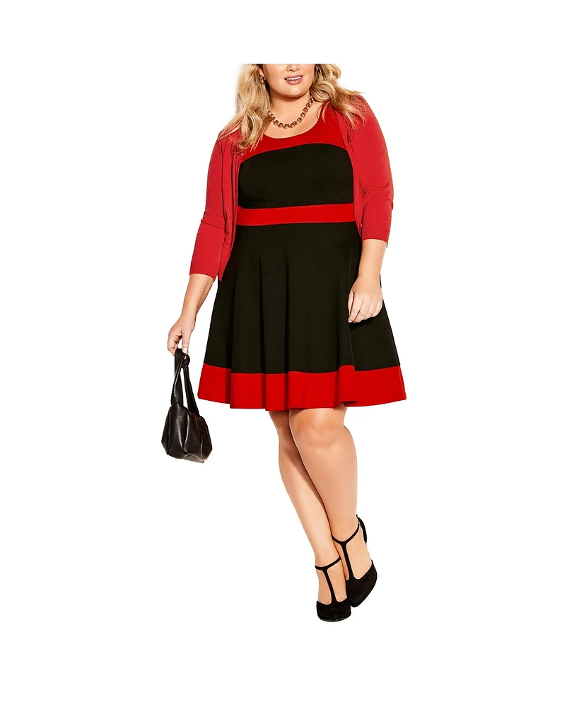 City Chic Women's Retro Style Splice Dress