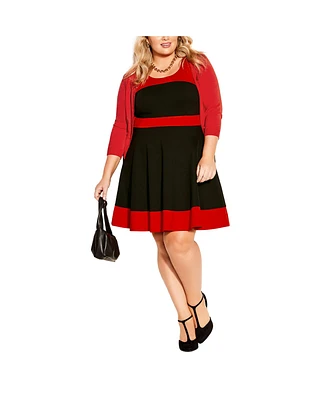 City Chic Women's Retro Style Splice Dress