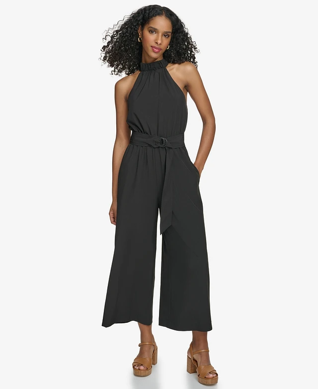 Calvin Klein Women's Belter Halter-Neck Straight-Leg Jumpsuit | Connecticut  Post Mall