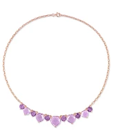 Pink & Purple Amethyst Heart & Round 17" Collar Necklace (37-1/2 ct. t.w.) in Rose-Plated Sterling Silver