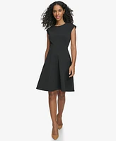 Calvin Klein Women's Extended-Shoulder Jewel-Neck Dress