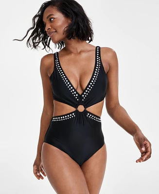 Bar Iii Women's Tell Me About It Stud One-Piece Swimsuit, Created for Macy's