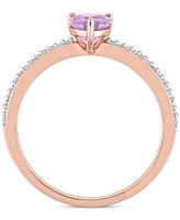 Pink Amethyst (3/8 ct. t.w.) & Diamond (1/10 Heart Promise Ring 10k Rose Gold