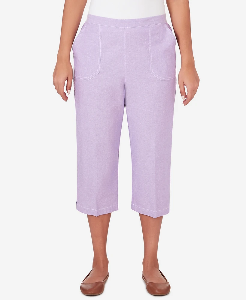 Alfred Dunner Petite Garden Party Chambray Pull-On Capri Pants