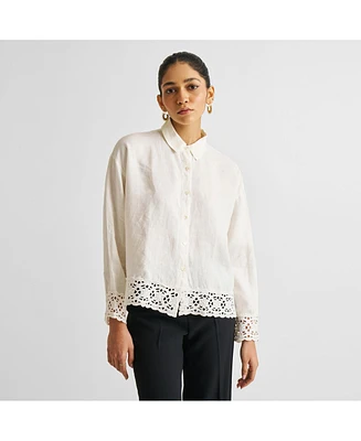 Button-down with Lace Shirt - Off