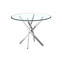 Simplie Fun Artisan Contemporary Round Clear Dining Tempered Glass Table With Chrome Legs (Silver)