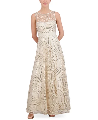 Eliza J Women's Sequined Illusion Gown