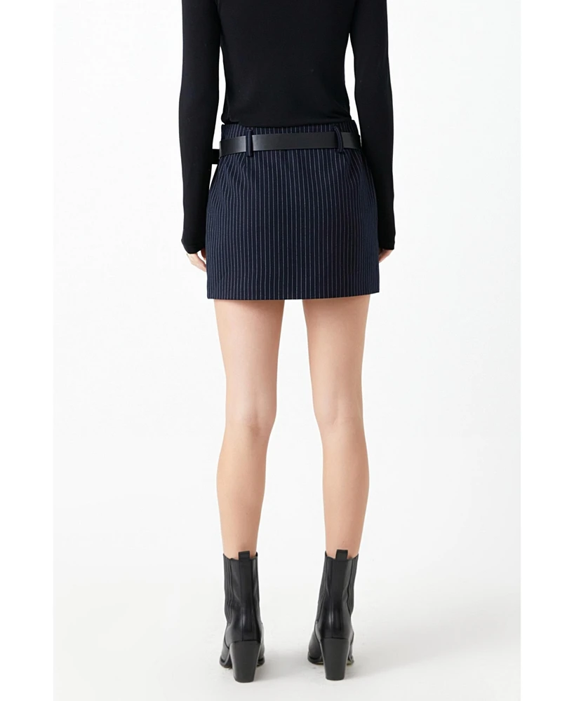 Women's Low Rise Striped Mini Skirt