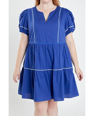 Women's Plus Piping Detailed Mini Dress